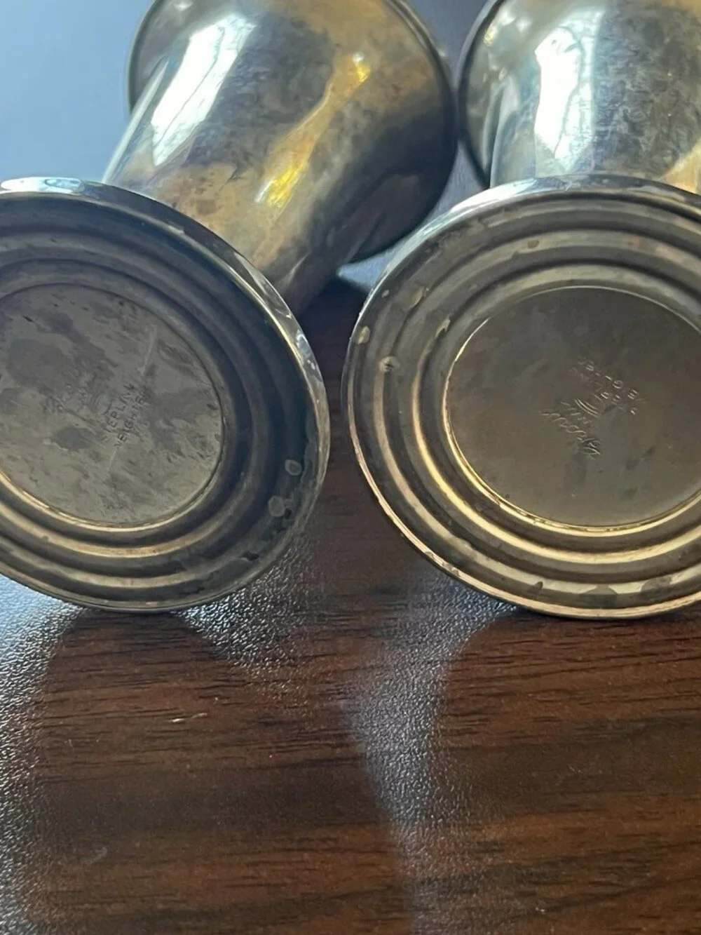 Vintage Sterling Silver Weighted Salt & Pepper Shakers Glass Lined By Crown 200g